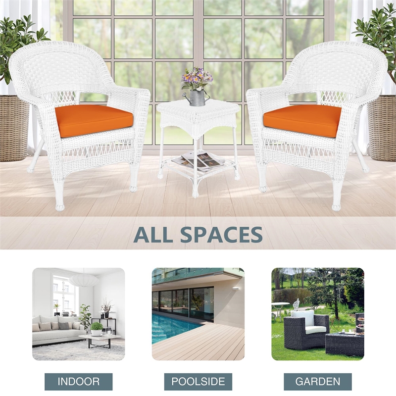 Carell Furniture 3 Piece Wicker Conversation Set in Black with Orange Cushions