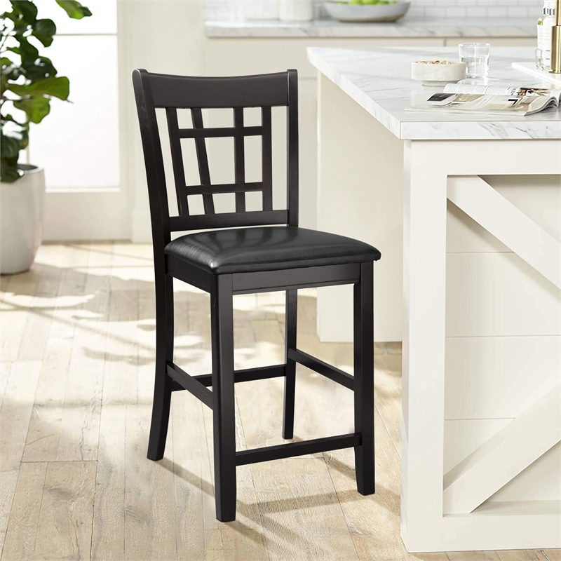 Carell Furniture Dark Cherry finish Counter Height Upholstery Chair (Set of 2)