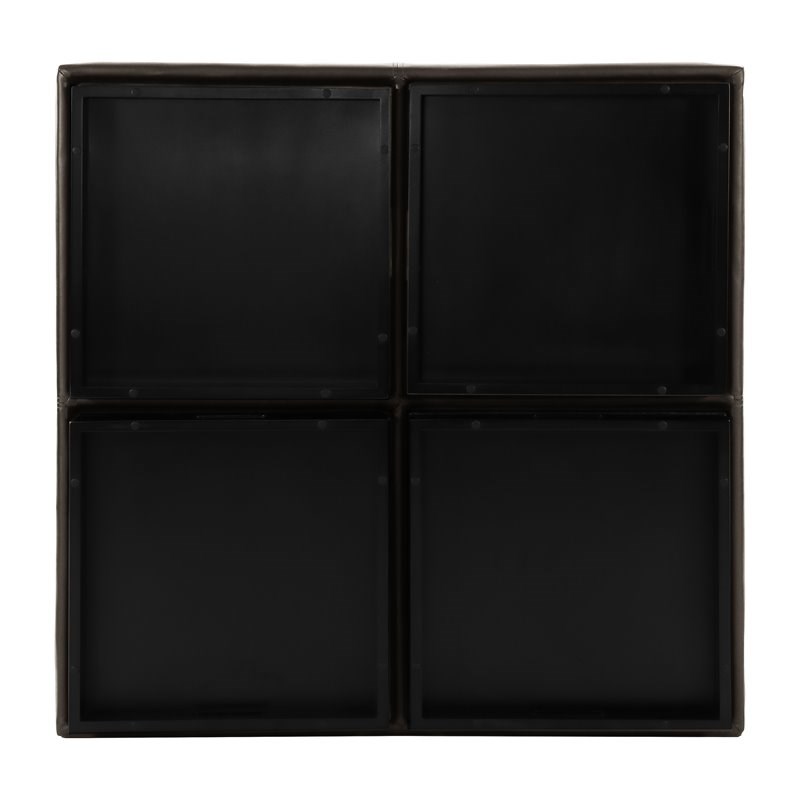 Carell Furniture Kaitlyn Wood & Faux Leather Storage Cocktail Ottoman-Dark Brown