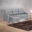 Carell Furniture Polyester Fabric Reversible Sleeper Sectional Sofa - Light Gray