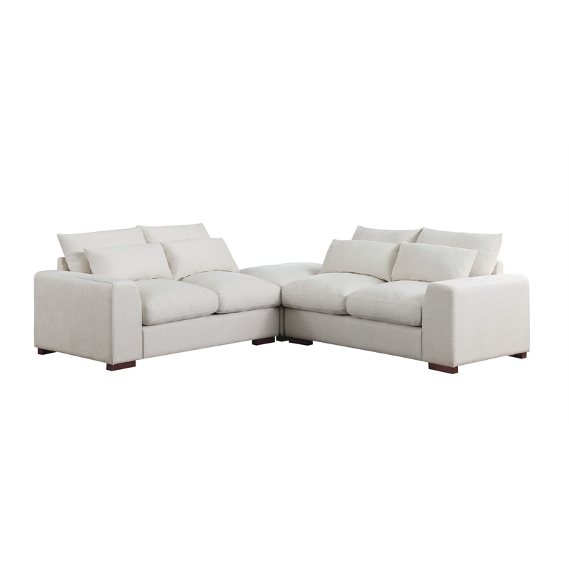 Carell Furniture Fabric Square Arm Reversible Sectional Sofa & Ottoman-Beige