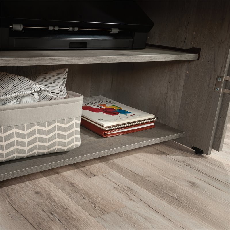 Carell Furniture Engineered Wood Storage Craft Armoire in Mystic Oak