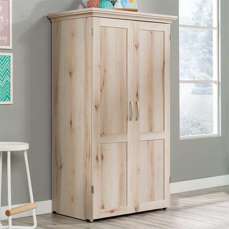 Carell Furniture Engineered Wood Multi-Purpose Storage Craft Armoire in Brown
