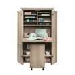 Carell Furniture Engineered Wood Multi-Purpose Storage Craft Armoire in Brown