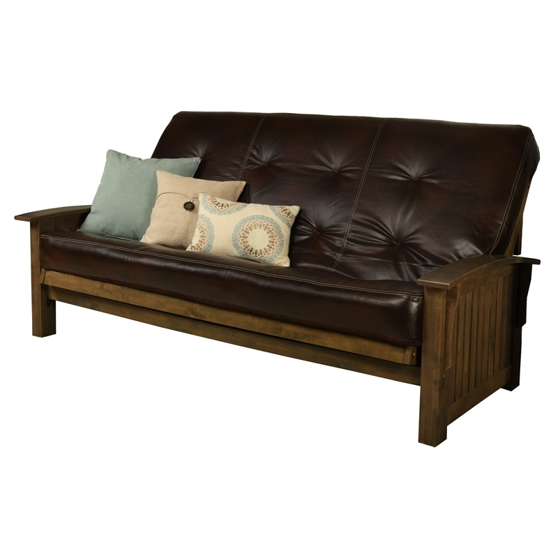 Carell Furniture Queen-size Wood Futon with Java Brown Mattress