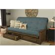 Carell Furniture Queen-size Wood Storage Futon- Aqua Blue Mattress