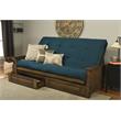 Carell Furniture Queen-size Wood Storage Futon-Blue Mattress