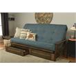 Carell Furniture Queen-size Wood Storage Futon-Linen Aqua Blue Mattress