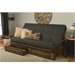 Carell Furniture Queen-size Wood Storage Futon-Linen Charcoal Mattress