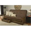 Carell Furniture Queen-size Wood Storage Futon-Linen Cocoa Mattress