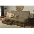 Carell Furniture Queen-size Wood Storage Futon-Linen Stone Mattress