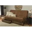 Carell Furniture Queen-size Wood Storage Futon-Mocha Brown Mattress