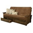 Carell Furniture Queen-size Wood Storage Futon-Mocha Brown Mattress