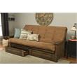 Carell Furniture Queen-size Wood Storage Futon-Suede Peat Mattress