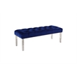 Best Master Suede Fabric Upholstered Bench in Navy Blue/Acrylic Legs