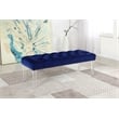 Best Master Suede Fabric Upholstered Bench in Navy Blue/Acrylic Legs