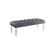 Best Master Suede Fabric Upholstered Tufted Bench in Gray/Acrylic Legs