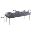 Best Master Suede Fabric Upholstered Tufted Bench in Gray/Acrylic Legs