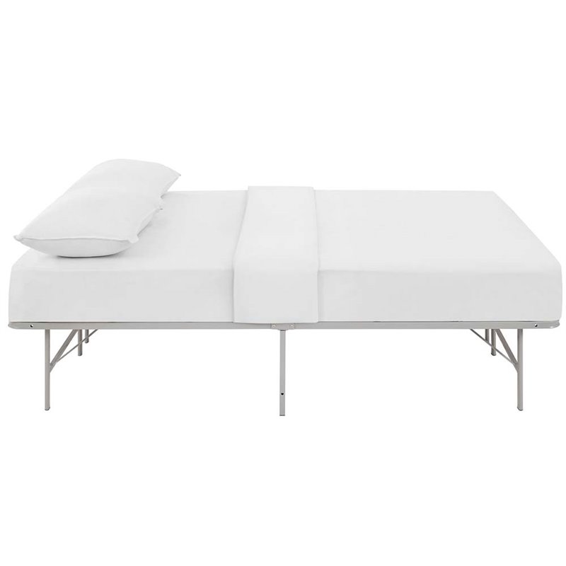 Carell Furniture Stainless Steel Queen Metal Bed Frame in Gray