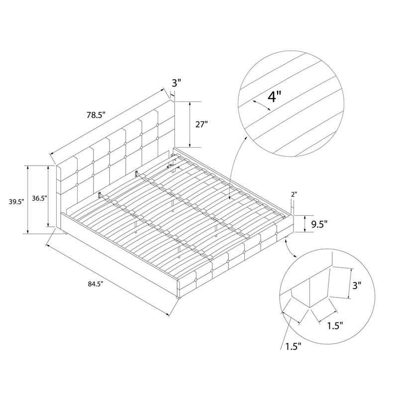 Carell Furniture Upholstered King Bed in Gray