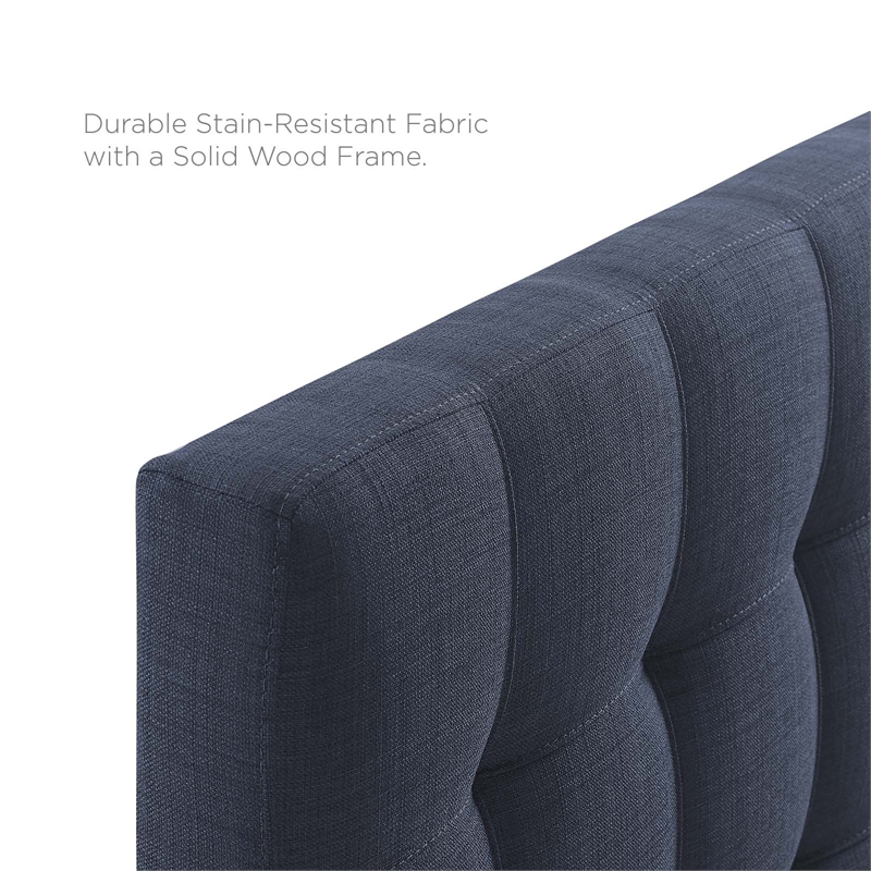 Carell Furniture King Upholstered Polyester Fabric Headboard in Navy