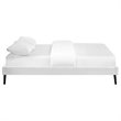 Carell Furniture Queen Vinyl Bed Frame with Round Splayed Legs in White