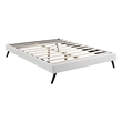 Carell Furniture Queen Vinyl Bed Frame with Round Splayed Legs in White