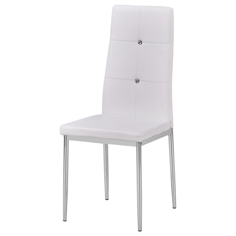Best Master Bi Cast Leather Dining Side Chair in White (Set of 2)