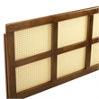 Carell Furniture Cane Rattan and Rubberwood King Headboard in Walnut