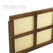 Carell Furniture Cane Rattan and Rubberwood King Headboard in Walnut