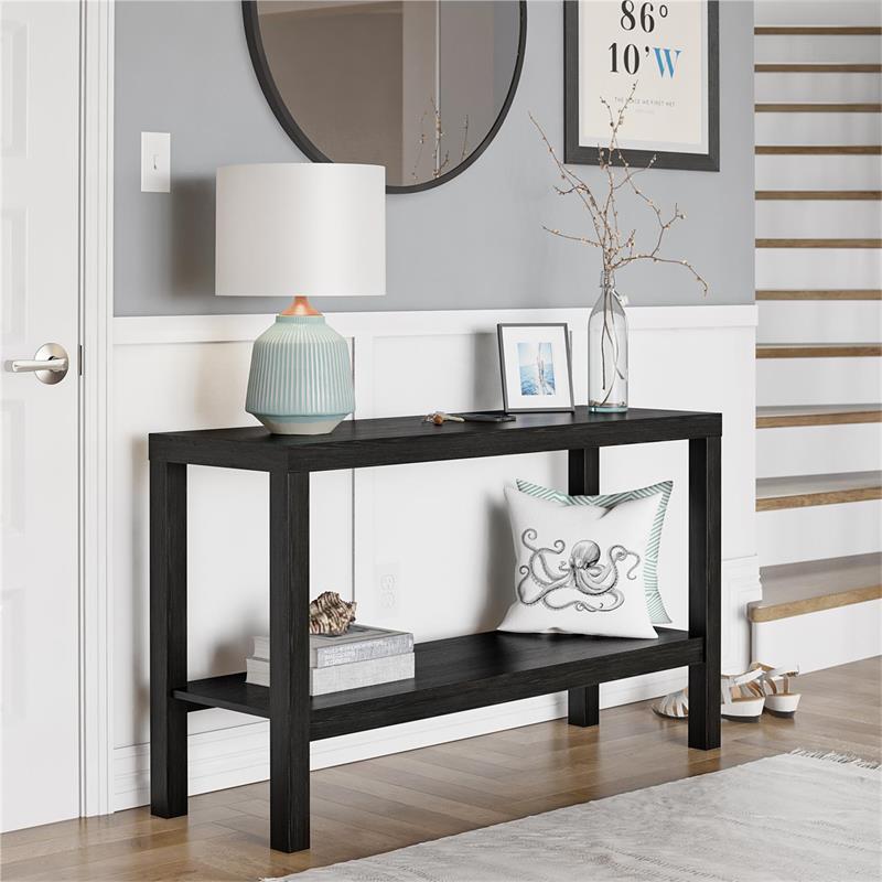 Carell Furniture Contemporary Ira Console Table in True Black Oak