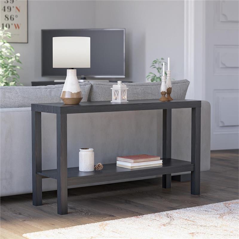 Carell Furniture Contemporary Ira Console Table in True Black Oak