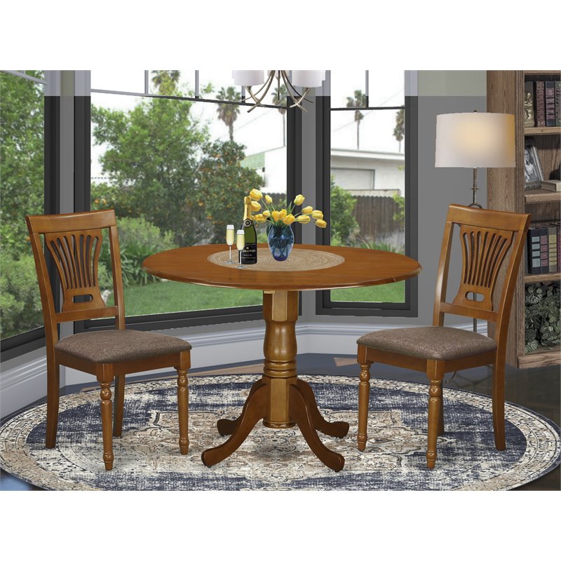 Carell Furniture Dublin 3-piece Wood Dining Table Set in Saddle Brown