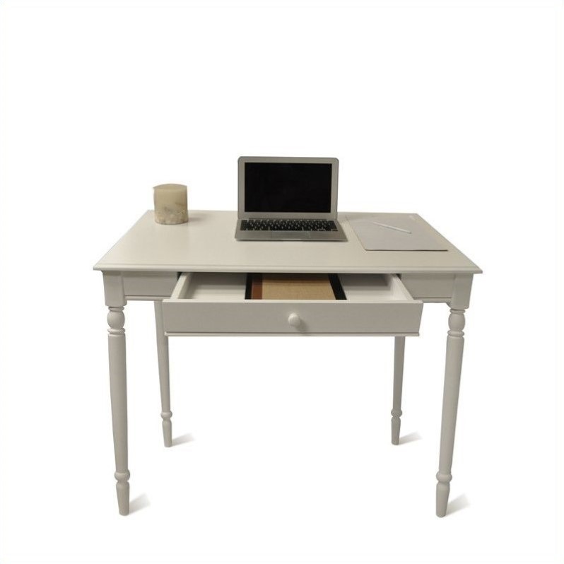 Convenience Concepts French Country Desk in White Wood Finish with Drawer
