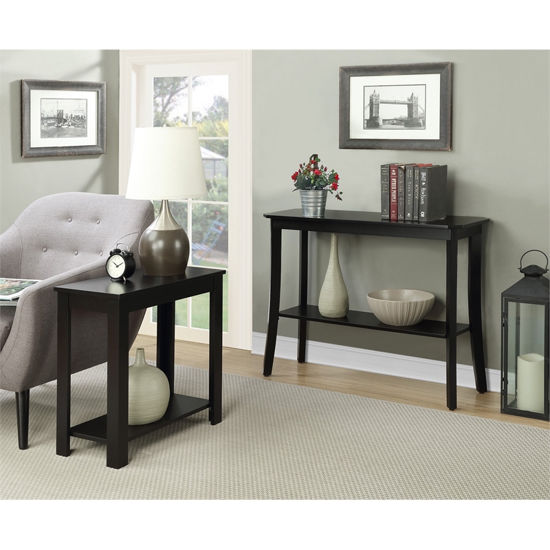 Convenience Concepts Designs2Go Baja Chairside End Table in Black Wood Finish
