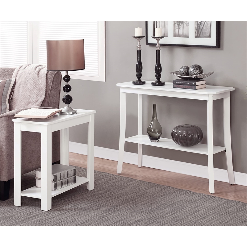 Convenience Concepts Designs2Go Baja Chairside End Table in White Wood Finish