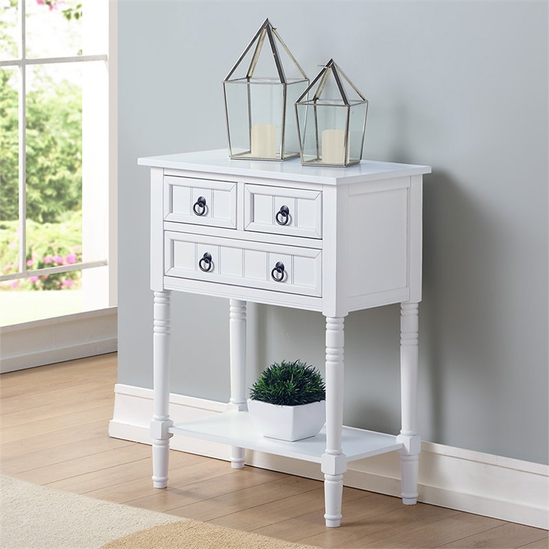 Convenience Concepts Kendra Console Table in White Wood Finish