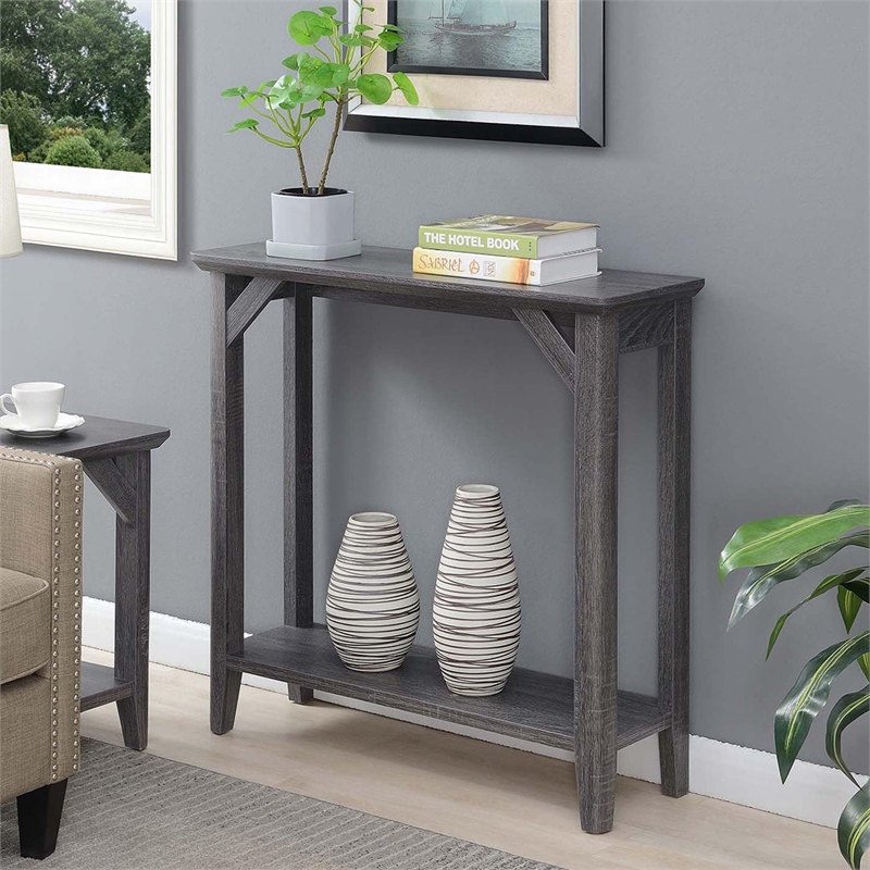 Convenience Concepts Winston Hall Table in Weathered Gray Wood Finish