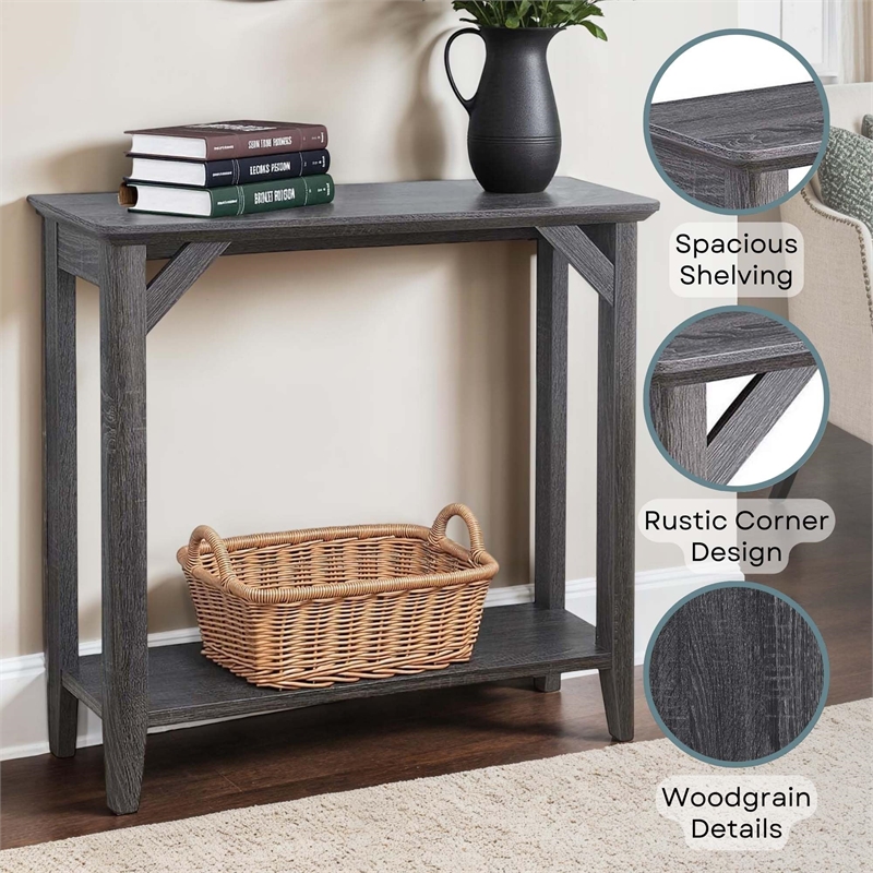 Convenience Concepts Winston Hall Table in Weathered Gray Wood Finish