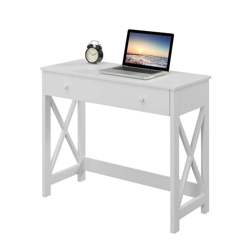 Convenience Concepts Oxford 36 Inch Desk in White Wood Finish