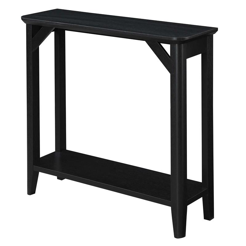 Convenience Concepts Winston Hall Table with Shelf in Black Wood Finish