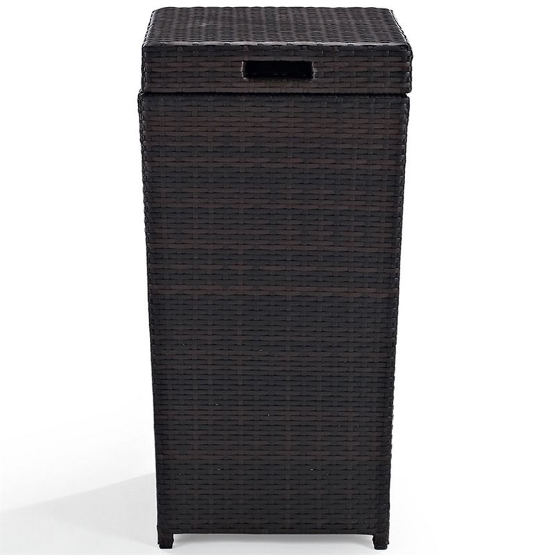 Crosley Furniture Palm Harbor Wicker / Rattan Patio Trash Can in Brown