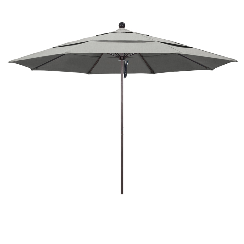 California Umbrella Venture 11' Bronze Market Umbrella in Granite