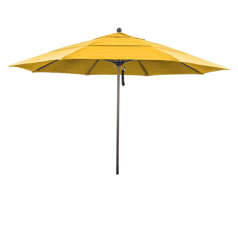 California Umbrella Venture 11' Bronze Market Umbrella in Yellow