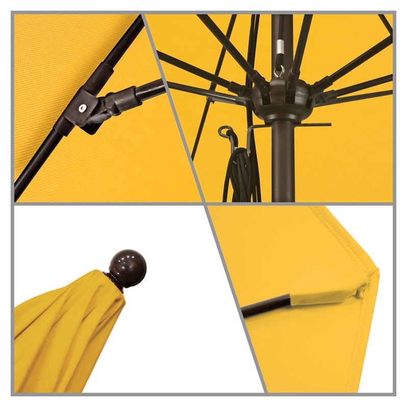 California Umbrella Venture 11' Bronze Market Umbrella in Yellow