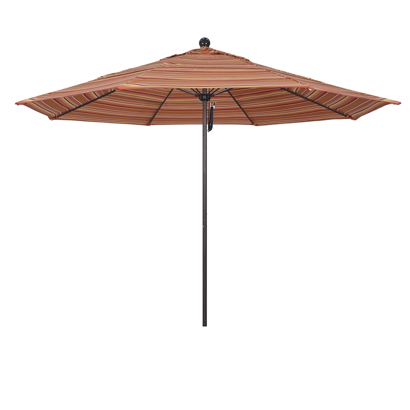 California Umbrella Venture 11' Bronze Market Umbrella in Dolce Mango