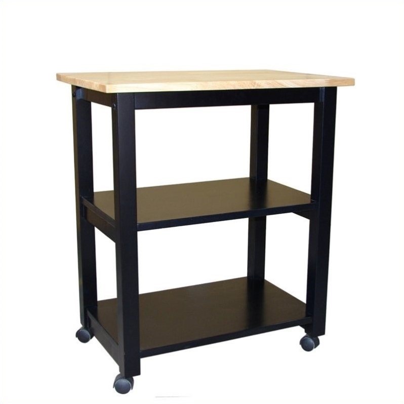 International Concepts Microwave Cart in Black/Natural