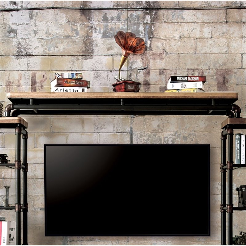 Furniture of America Cyprinus Industrial Metal TV Bridge in Antique Black