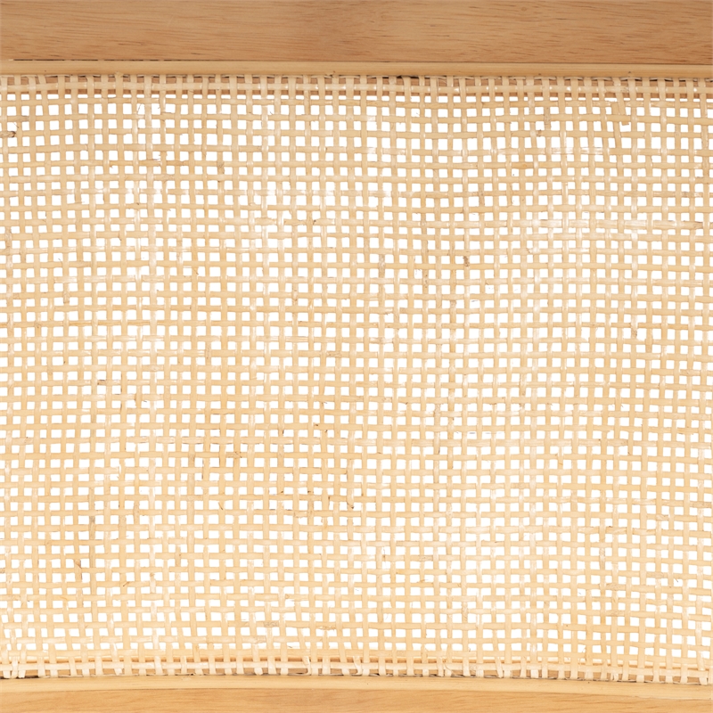 Linon Lorna Folding Side Chair Woven Cane Back Beige Padded Seat in Natural Wood