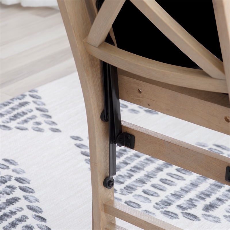Linon Triena X-Back Set of Two Folding Chairs Padded Seat in Graywash Wood